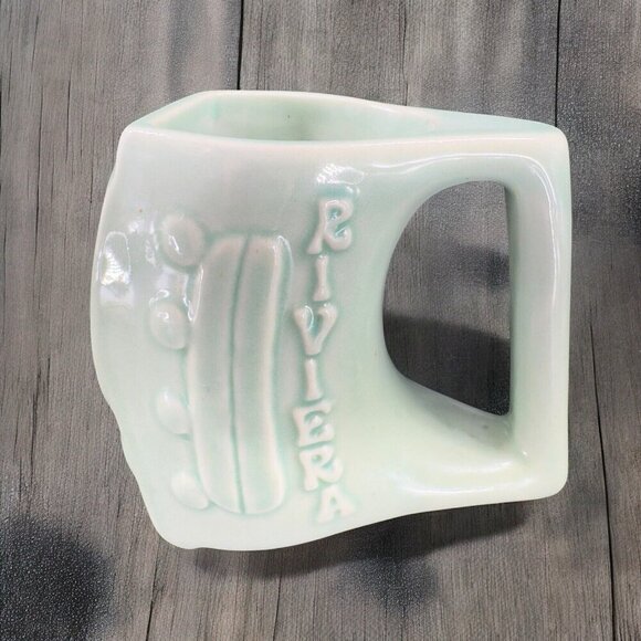 Padilla Pottery Mug Cup Light Green Rivera Mexico Large Heavy Pottery Mug Cup - Picture 1 of 13